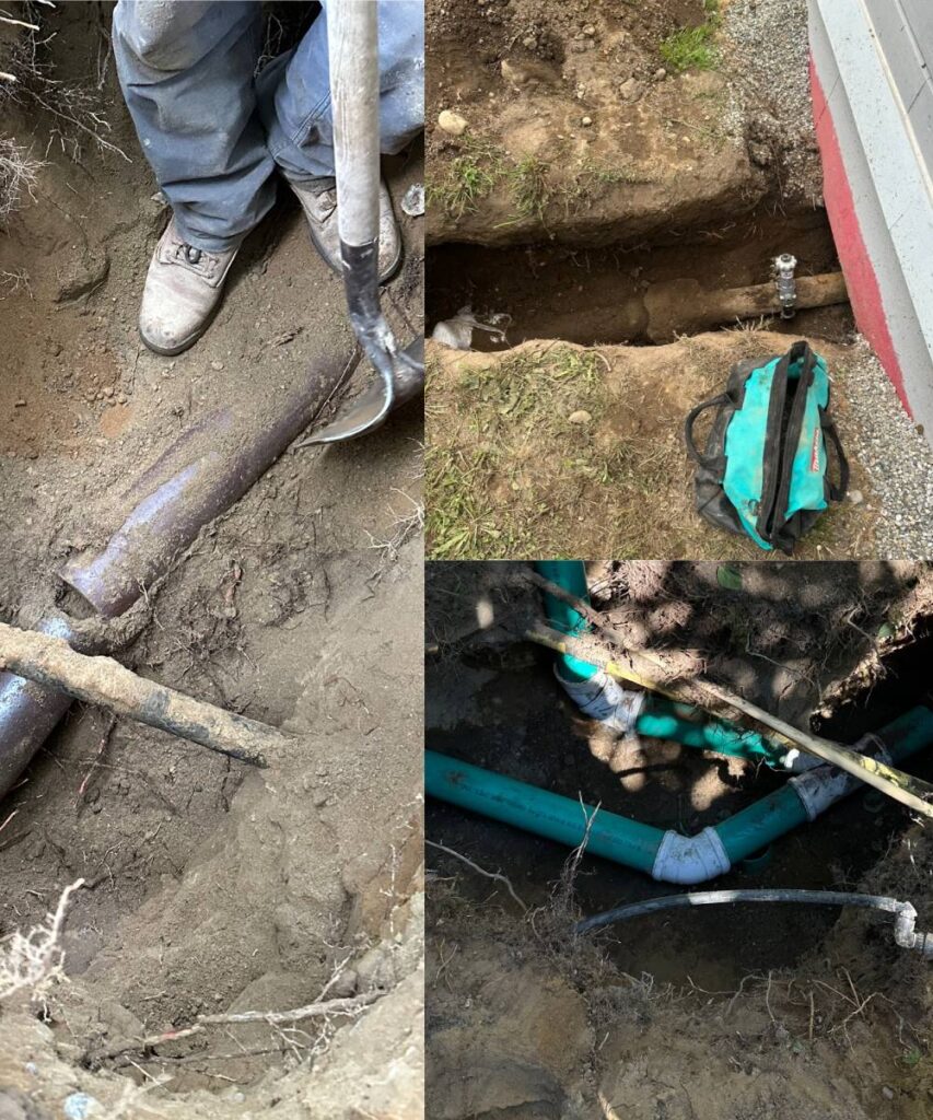 A professional technician is installing a new sewer line in a residential area of Seattle,