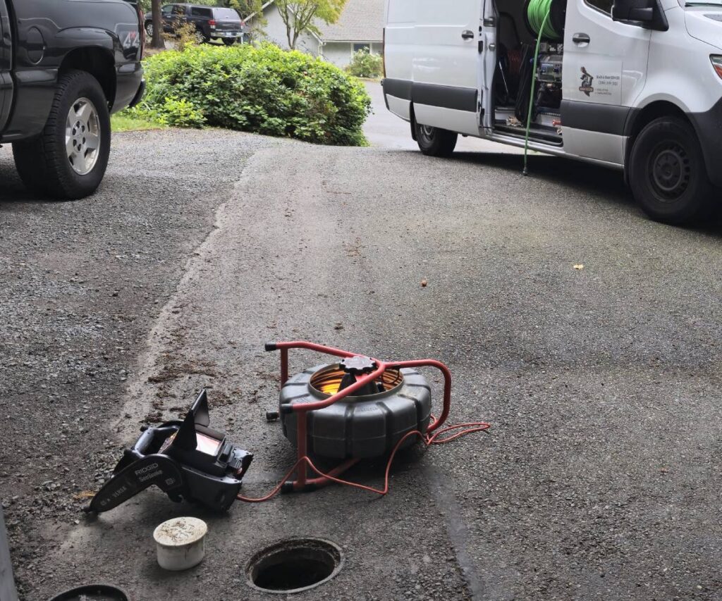 KnightRooter technician using sewer camera for water conservation inspection